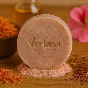 Flax & Bloom soap bar | Gentle balance for normal to sensitive skin | Pink clay, ground flaxseed, geranium essential oil